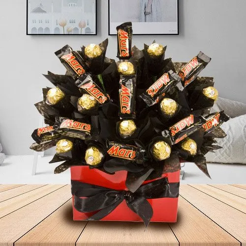 Exquisite Bouquet of Mars and Ferrero Rocher Chocolate