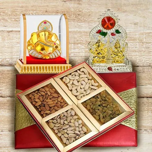 Online Vighnesh Ganesh Murti with Mixed Dry Fruits Box and Mandap