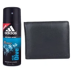 Deliver Addidas Body Spray N Longhorns Leather Wallet