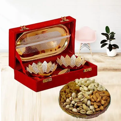 Silver, Golden Floral Pattern Brass Bowl Gift Set, Packaging Type: Box at  Rs 110/piece in Jaipur