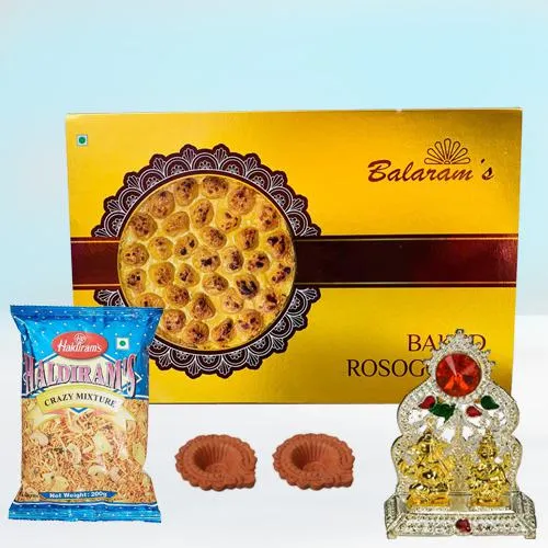 Yummy Balaram Mullicks Baked Rasogulla with Haldiram Mixture, Religious Mandap