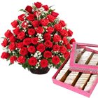 50 Red Roses with 500 gms Kaju Barfi 50 Red Roses with 500 gms Kaju Barfi
