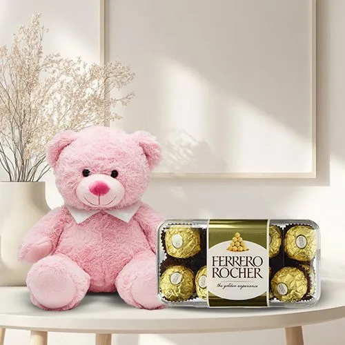 Adorable Teddy n Ferrero Rocher Box Combo for Valentine