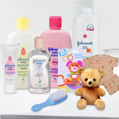 Send Johnson Baby Care Gift Combo with Teddy