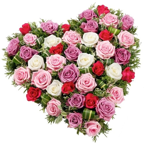 V-Day Arranged Heart Shape of Mixed Roses