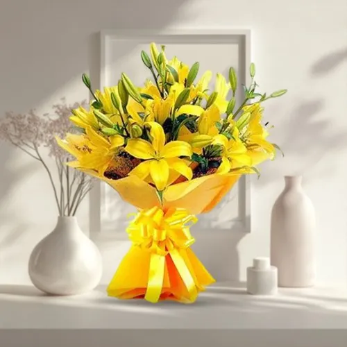 Order Yellow Lilies Bouquet Online