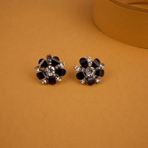 Stunning Black  N  White Floral Earrings