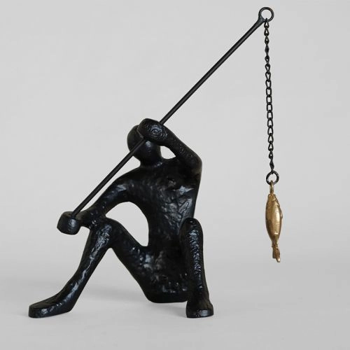 Elegant Aluminum Fisherman Sculpture