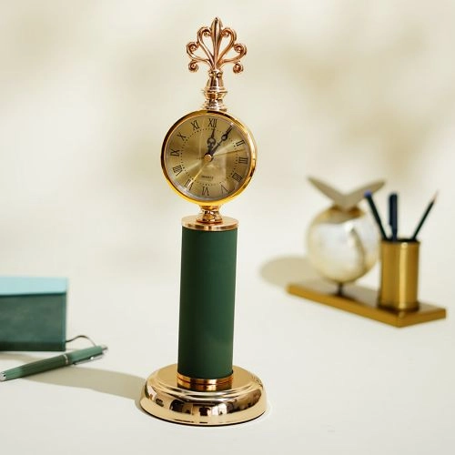 Stylish Green Leather Office Clock