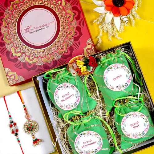 Designer Bhaiya Bhabhi Rakhi  N  Dry Fruits Signature Box