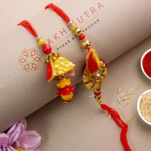 Designer Zardosi Bhaiya Bhabhi Rakhi Set