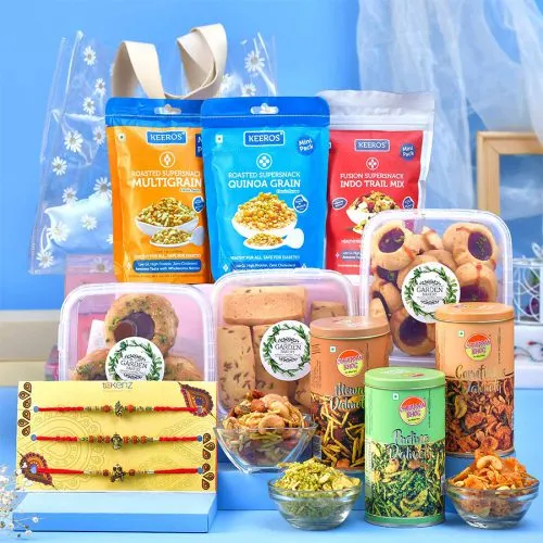 Triple Ganesha Rakhi  N  Treats Combo