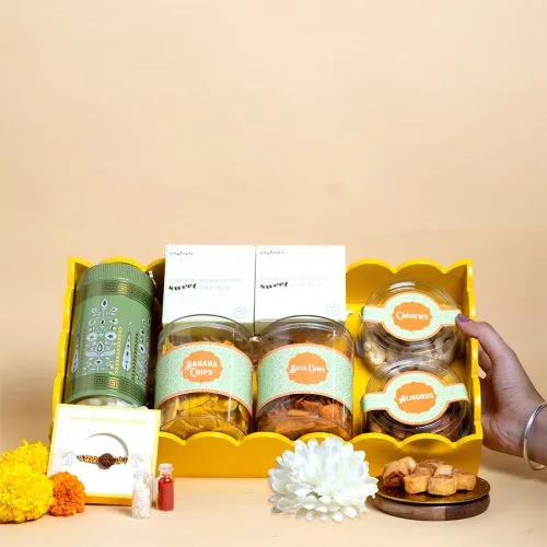 Rudraksha Rakhi  N  Crunchy Treat Tray