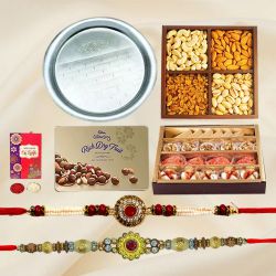 Cadbury Dry Fruit Box, Add 1 Designer Rakhin, <font color=#FF0000>Haldiram</font>s Assorted Sweets, Assorted Dry Fruits, Rakhi Thali, Free Rakhi, Roli & Tilak Cadbury Dry Fruit Box, Add 1 Designer Rakhin, <font color=#FF0000>Haldiram</font>s Assorted Sweets, Assorted Dry Fruits, Rakhi Thali, Free Rakhi, Roli & Tilak